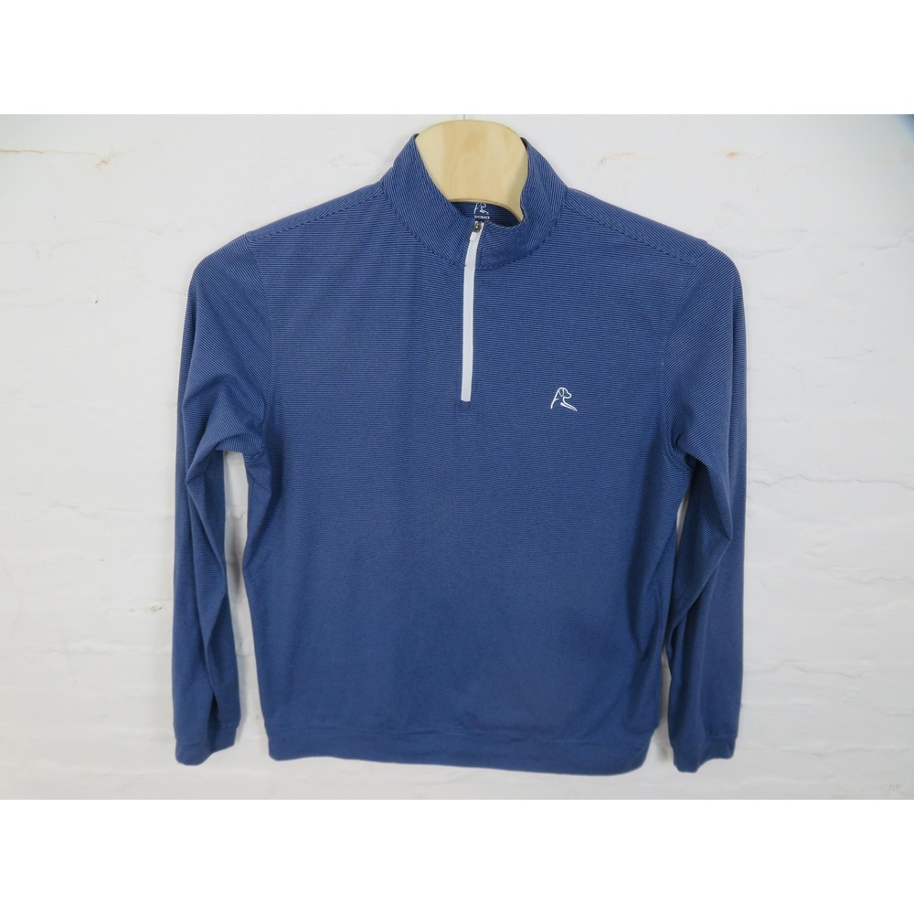 Rhoback 1/4 Zip Pullover Mens Large Blue Striped Long Sleeve Golf Performance